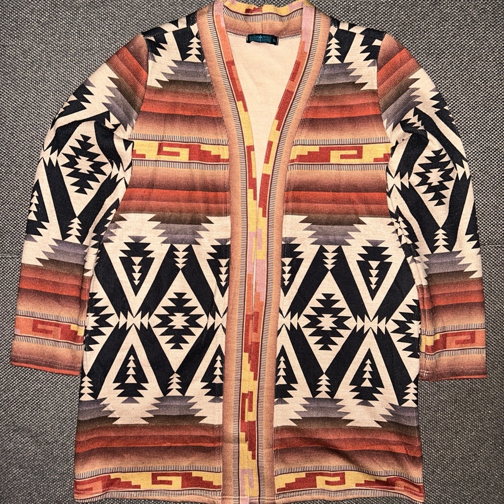 Fashion Express Aztec Geometric Western Patterned Cardigan - Picture 2 of 5